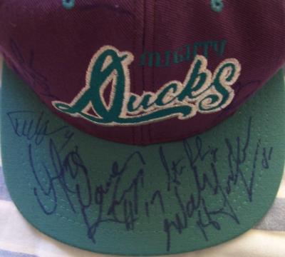 1995-96 Anaheim Mighty Ducks autographed cap (Steve Rucchin)
