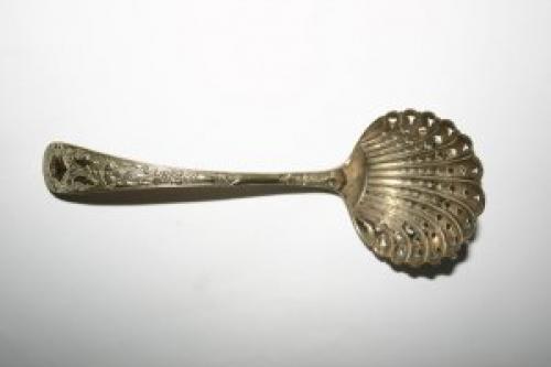 Antique Ornate Silver Sifter Spoon