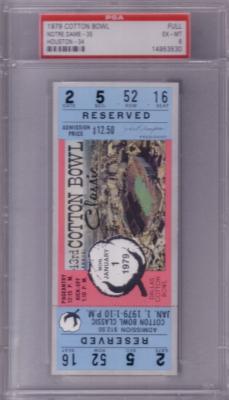 1979 Cotton Bowl full unused ticket graded PSA 6 (Joe Montana Notre Dame Chicken Soup Game)