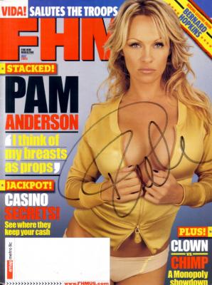 Pamela Anderson autographed July 2005 FHM magazine