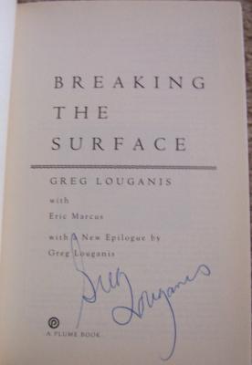 Greg Louganis (diving) autographed Breaking the Surface softcover book