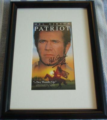 Mel Gibson autographed The Patriot video box cover matted & framed