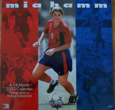 Mia Hamm autographed 2003 soccer calendar (full name signature)