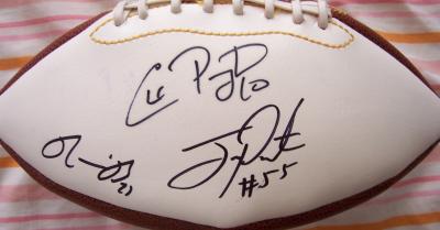 Ronnie Brown Chad Pennington Joey Porter (Dolphins) autographed football