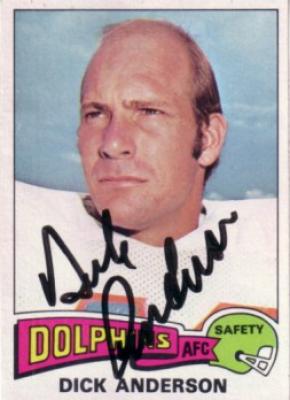 Dick Anderson autographed Miami Dolphins 1975 Topps card
