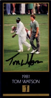 Tom Watson autographed 1981 Masters Champion golf card