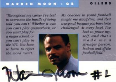 Warren Moon certified autograph Houston Oilers 1991 Pro Line card