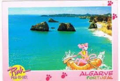 Postcard from Portugal - Pink Panther at Algarve beach