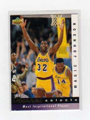Magic Johnson Lakers 1992-93 Upper Deck Jerry West Selects insert card #JW7
