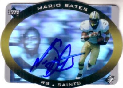 Mario Bates autographed New Orleans Saints 1996 SPx hologram card