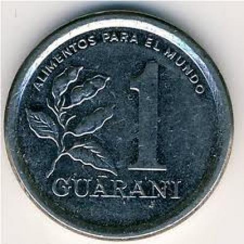 Coins; Paraguay, 1 guarani, 1978–1988
