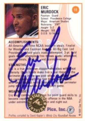 Eric Murdock certified autograph 1991 Star Pics card