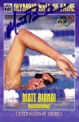 Matt Biondi autographed Olympic Hall of Fame Sports Illustrated for Kids card