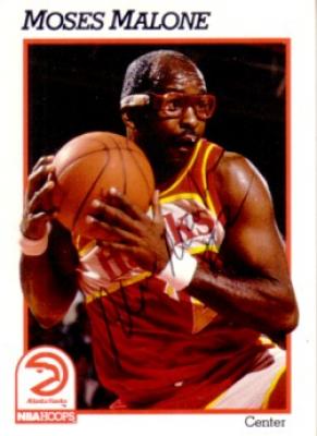 Moses Malone autographed Atlanta Hawks 1991-92 Hoops card