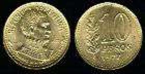 10 Pesos; Year: 1977; (km 74); aluminum bronze; BICENTENARIO ALMIRANTE G.BROWN DEN.LAUREL