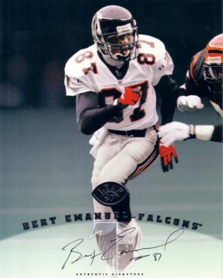 Bert Emanuel certified autograph Atlanta Falcons 1997 Leaf 8x10 photo card