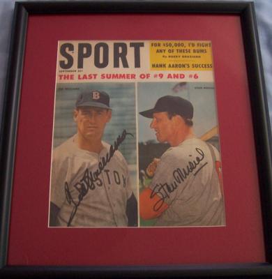 Ted Williams & Stan Musial autographed 1959 Sport Magazine cover matted & framed