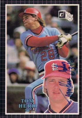 Tom Herr autographed St. Louis Cardinals 1985 Donruss Action All-Stars card
