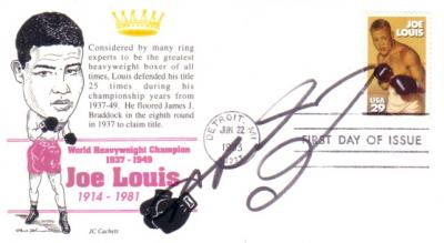 Sugar Ray Leonard autographed Joe Louis First Day Cover cachet