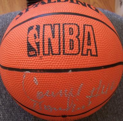 Connie Hawkins autographed Spalding NBA mini basketball