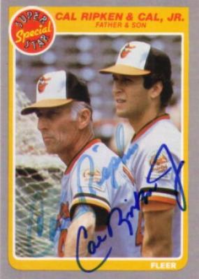 Cal Ripken Jr. & Sr. autographed Baltimore Orioles 1985 Fleer Father & Son card