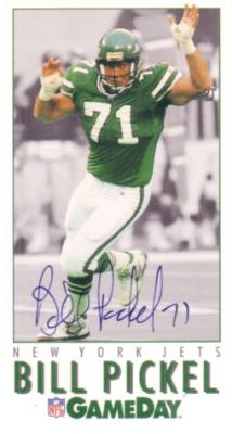 Bill Pickel autographed New York Jets 1992 GameDay promo card
