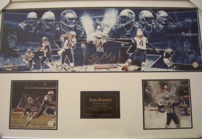 Tedy Bruschi autographed New England Patriots Snow Game photos framed