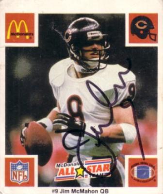 Jim McMahon autographed Chicago Bears 1986 McDonald's card