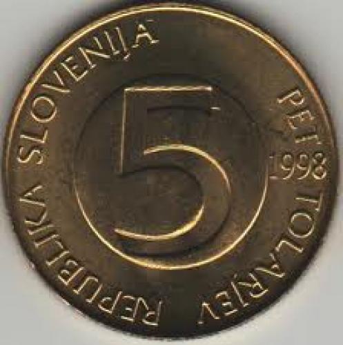 Coins; Slovenia 5 Tolarjev 1998