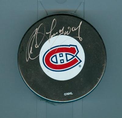 Rod Langway autographed Montreal Canadiens puck