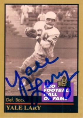 Yale Lary autographed Detroit Lions Hall of Fame card