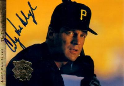 Andy Van Slyke autographed Pittsburgh Pirates 1994 Upper Deck jumbo card
