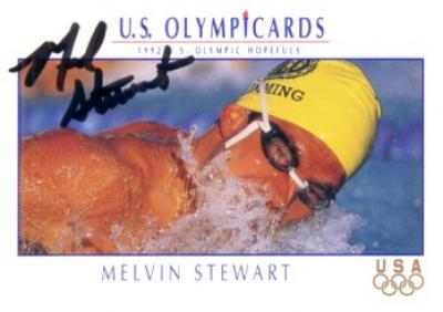 Melvin Stewart (swimming) autographed 1992 U.S. Olympic card