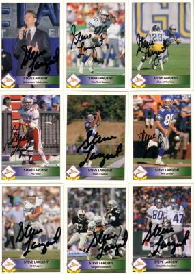 Steve Largent autographed Seattle Seahawks 1992 Pacific 9 card set