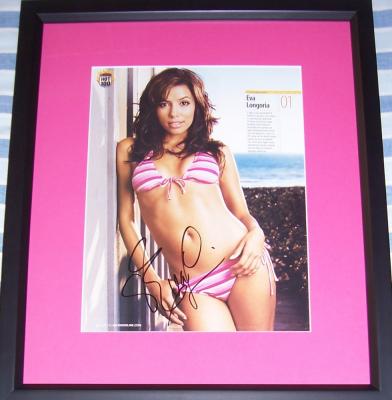 Eva Longoria autographed sexy bikini Maxim magazine full page photo matted & framed