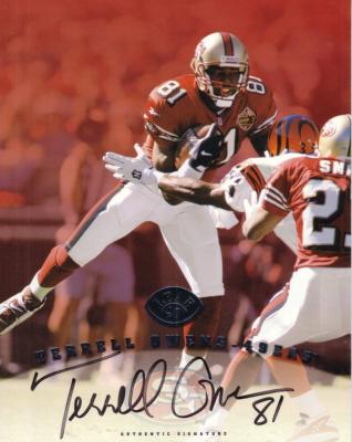 Terrell Owens certified autograph San Francisco 49ers 1997 Leaf 8x10 photo card