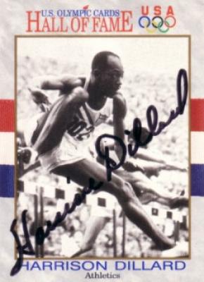 Harrison Dillard (track) autographed U.S. Olympic Hall of Fame card