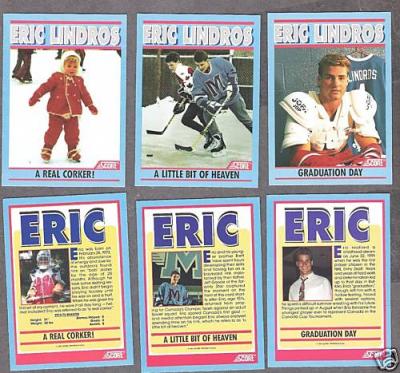 Eric Lindros 1991 Score promo hockey card set (3)