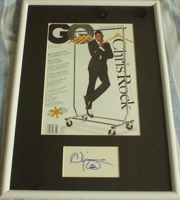 Chris Rock autograph matted & framed with GQ magazine cover
