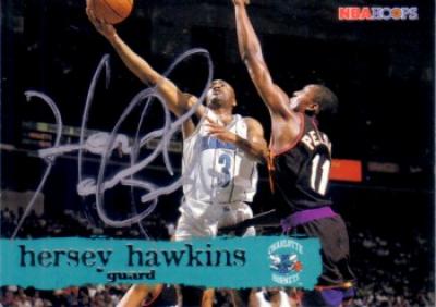Hersey Hawkins autographed Charlotte Hornets 1995-96 Hoops card