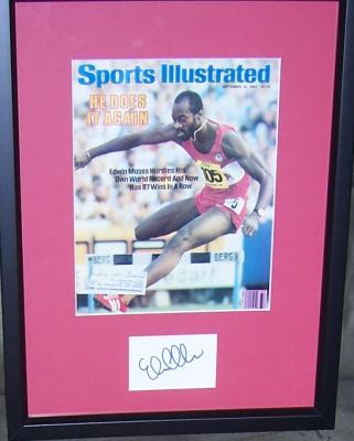 Edwin Moses autograph matted & framed with 1983 Sports Illustrated cover