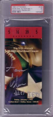 Aaron Glenn autographed 1993 Cotton Bowl ticket stub (PSA/DNA)