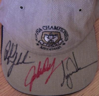 Tiger Woods Phil Mickelson John Daly autographed 1999 PGA Championship cap