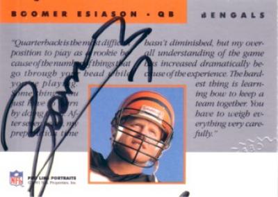Boomer Esiason certified autograph Cincinnati Bengals 1991 Pro Line card