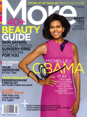 First Lady Michelle Obama autographed 2008 More magazine