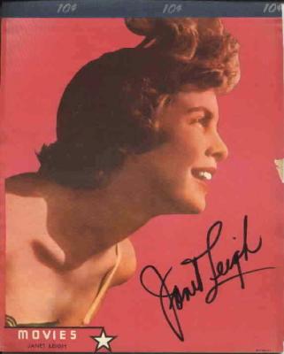 Janet Leigh autographed 1950 vintage 8x10 color photo tablet
