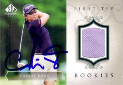 Candie Kung autographed 2004 SP Signature golf tournament worn shirt card