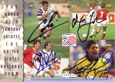 Thomas Dooley Cobi Jones Alexi Lalas Tony Meola autographed 1994 US World Cup Team 5x7 card