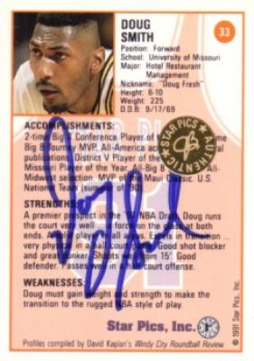 Doug Smith Missouri certified autograph 1991 Star Pics card