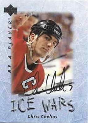 Chris Chelios certified autograph Chicago Blackhawks 1996 Be A Player card